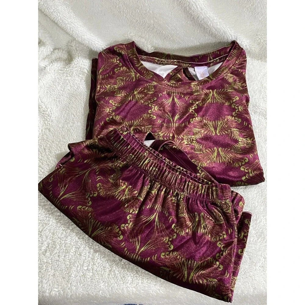 Savage X Fenty Women's Psychedelic Velvet Sleep Set Size 2X Purple Green